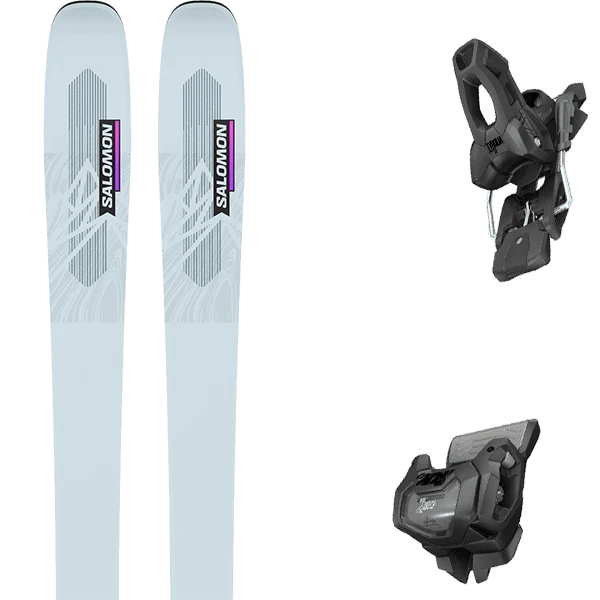 SALOMON N QST LUX 92 GRAY DAWN/NEO + TYROLIA ATTACK 11 GW W/O BRAKE A 3 SALOMON N QST LUX 92 GRAY DAWN/NEO + TYROLIA ATTACK 11 GW W/O BRAKE A